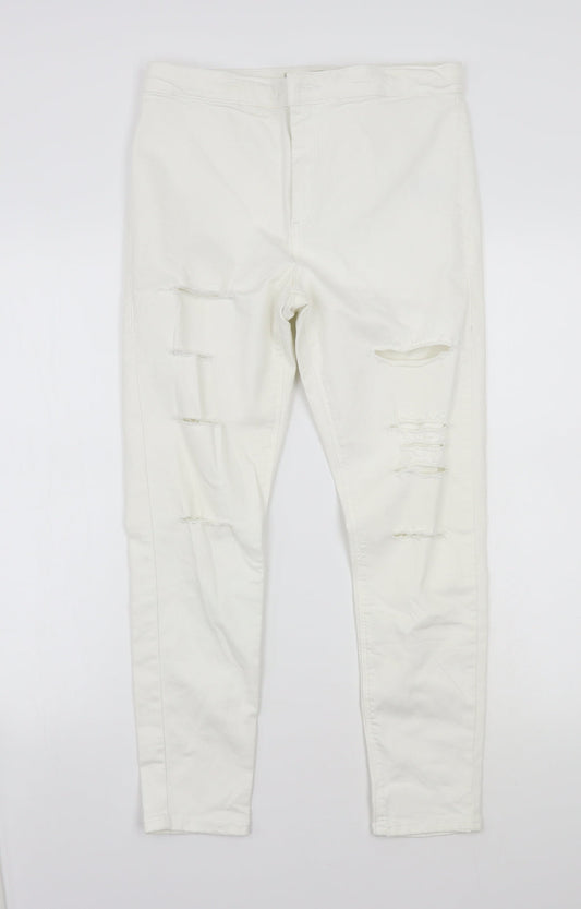 Topshop Womens White   Cropped Jeans Size 34 L24 in