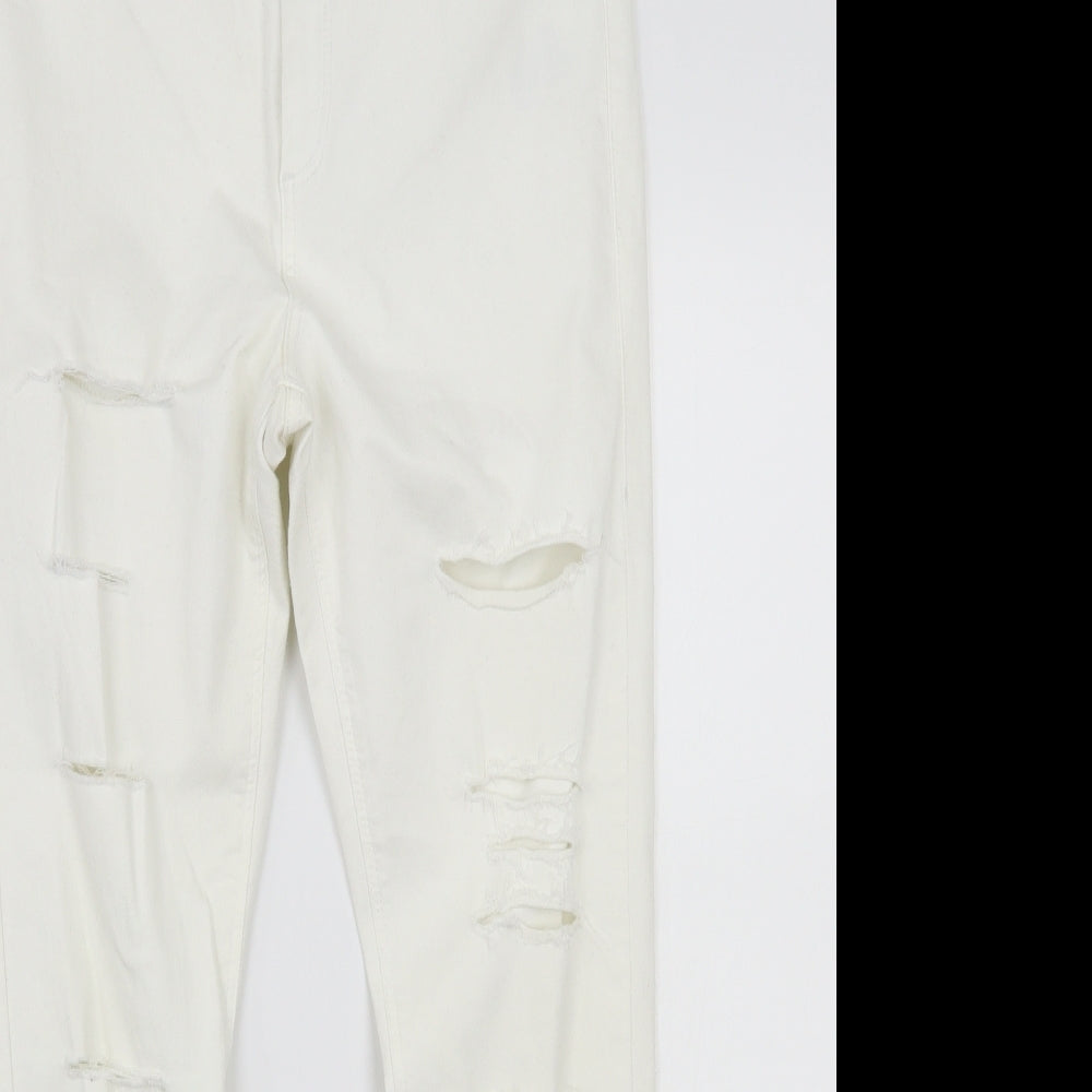 Topshop Womens White   Cropped Jeans Size 34 L24 in