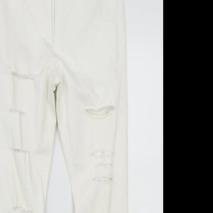 Topshop Womens White   Cropped Jeans Size 34 L24 in