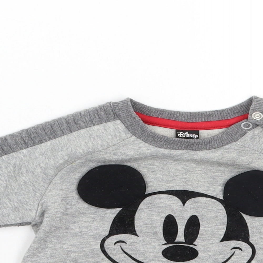 Close-up detail of Disney girls’ grey jumper, size 6-9, months