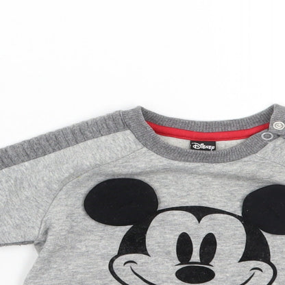 Close-up detail of Disney girls’ grey jumper, size 6-9, months
