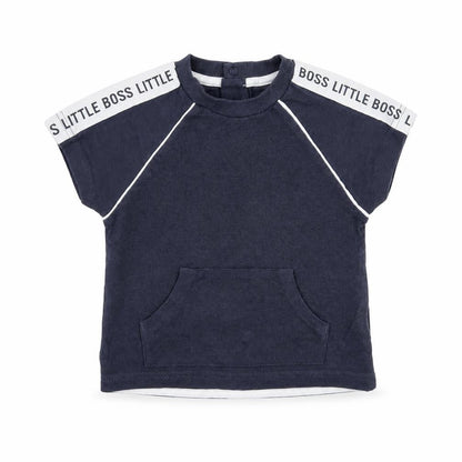 Front view of Nutmeg boys’ grey basic t-shirt, size 12, months