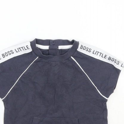 Close-up detail of Nutmeg boys’ grey basic t-shirt, size 12, months