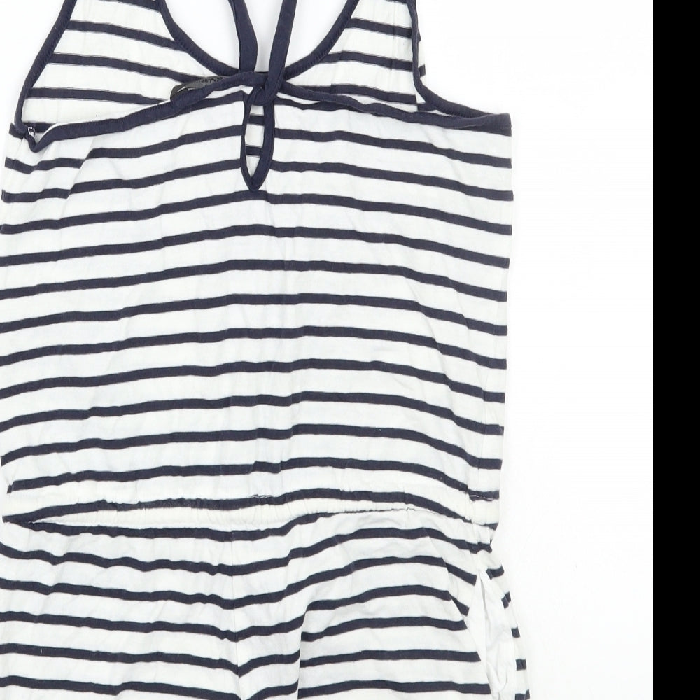 internationale Womens White Striped  Playsuit One-Piece Size 8