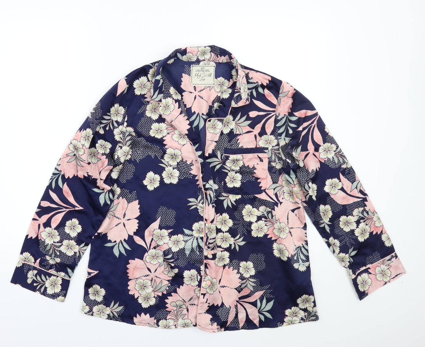 Matalan Womens Blue Floral  Kaftan Pyjama Top Size M