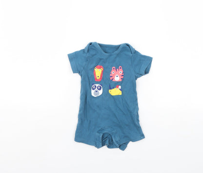 m&s Baby Blue   Babygrow One-Piece Size 3-6 Months  - Animal