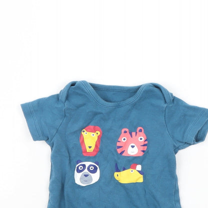 m&s Baby Blue   Babygrow One-Piece Size 3-6 Months  - Animal