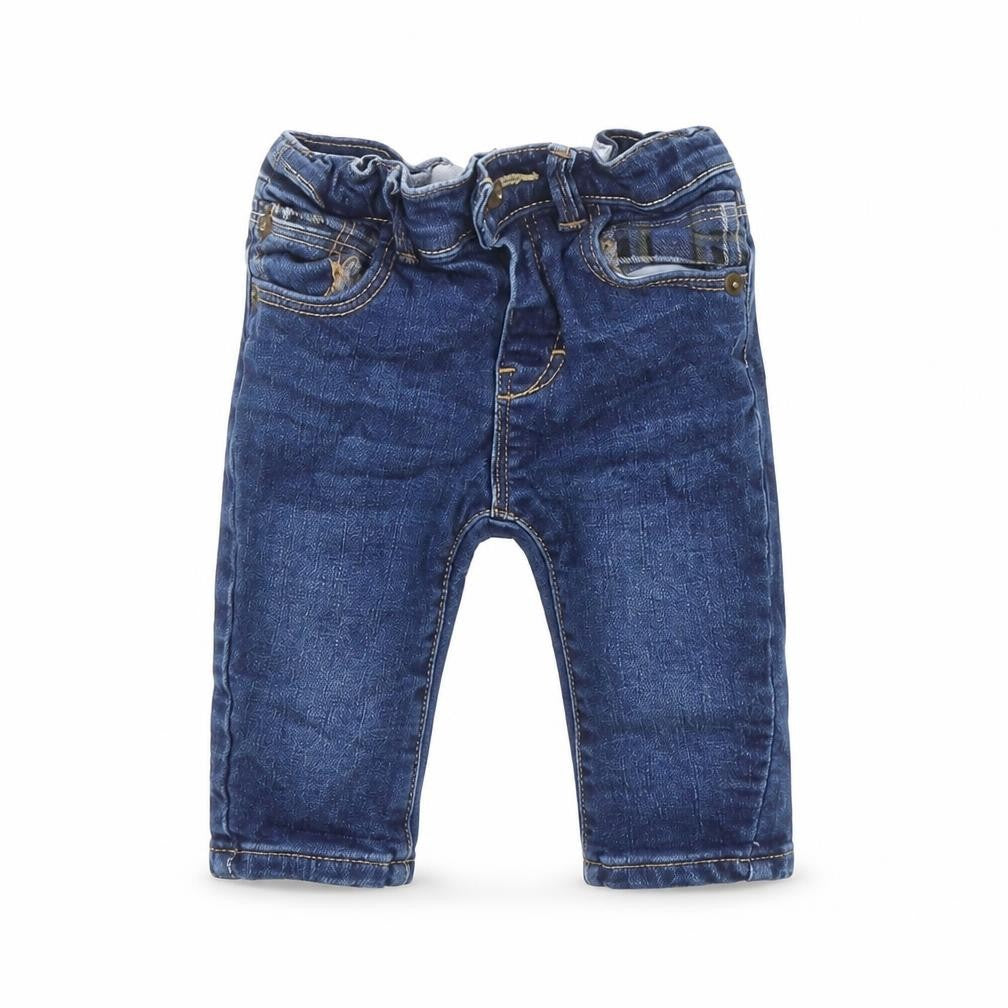 Front view of Zara Baby Blue Denim Capri Trousers, size 3-6, Months