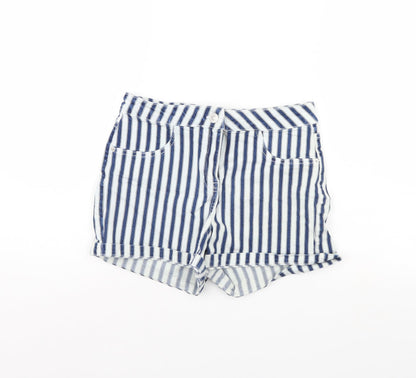 Papaya Womens Blue Striped Denim Cut-Off Shorts Size 8