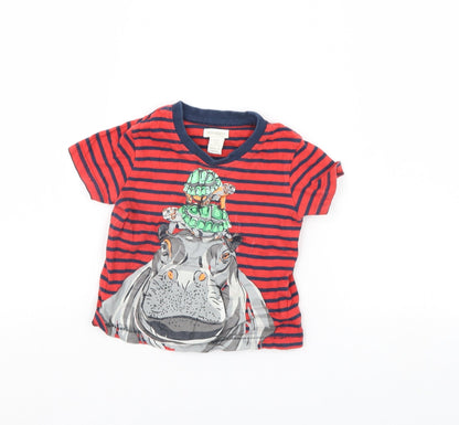 Monsoon Baby Red Striped  Basic T-Shirt Size 12 Months  - Hippo