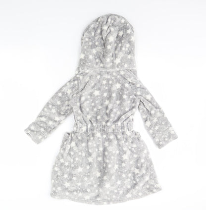 Tu Girls Grey Spotted  Cami Robe Size 5 Years  - star pattern