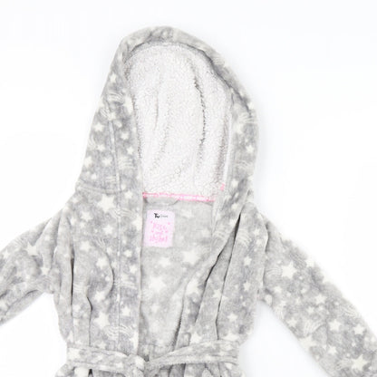 Tu Girls Grey Spotted  Cami Robe Size 5 Years  - star pattern