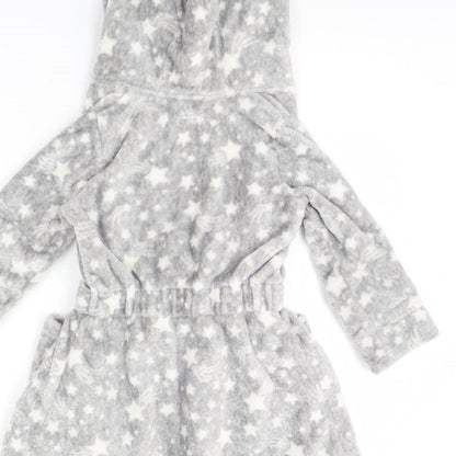 Tu Girls Grey Spotted  Cami Robe Size 5 Years  - star pattern