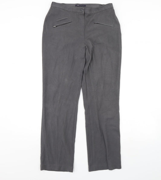 Womens UK Size 10 m&s Regular Fit Dress Pants Grey Trousers