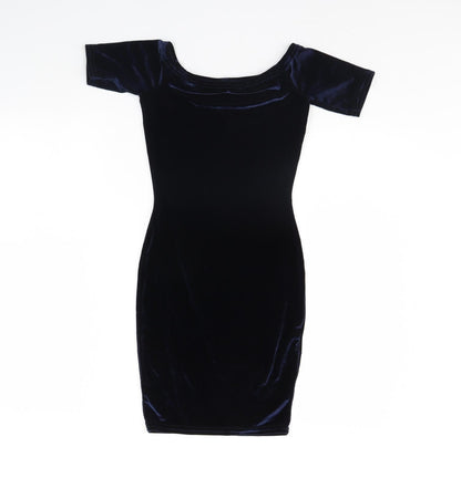 Boohoo Womens Blue  Velour Bodycon  Size 6