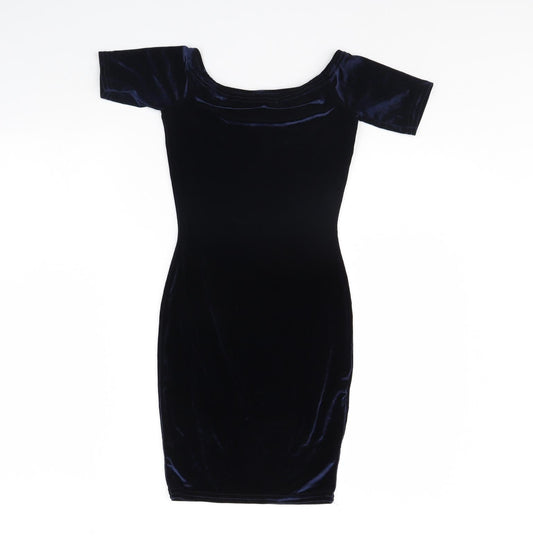 Boohoo Womens Blue  Velour Bodycon  Size 6