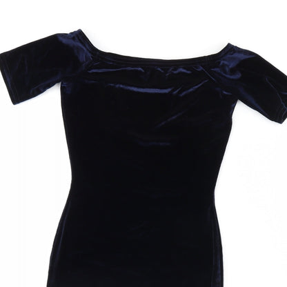 Boohoo Womens Blue  Velour Bodycon  Size 6