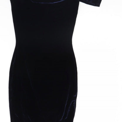 Boohoo Womens Blue  Velour Bodycon  Size 6