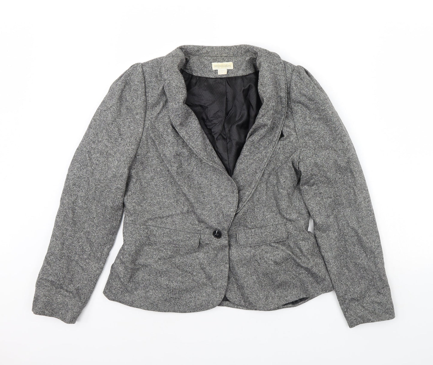 Monsoon Womens Grey   Jacket Blazer Size 16  - Shoulder Pads