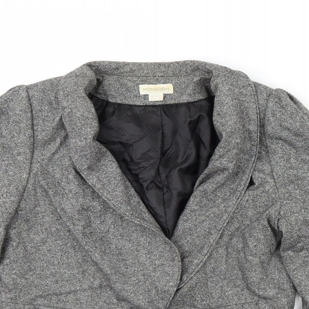 Monsoon Womens Grey   Jacket Blazer Size 16  - Shoulder Pads