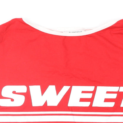 Glamorous Womens Red   Cropped T-Shirt Size M