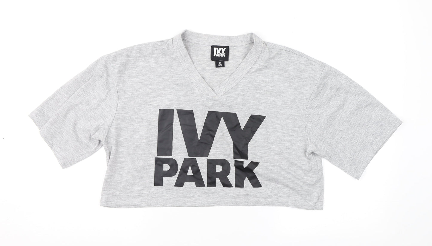Womens UK Size S IVY PARK Grey Cropped T-Shirt