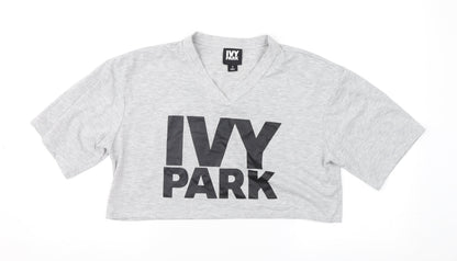 Womens UK Size S IVY PARK Grey Cropped T-Shirt