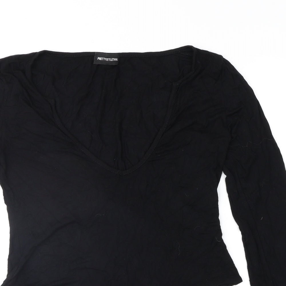 Womens UK Size 12 PRETTYLITTLETHING Black Basic T-Shirt