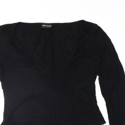 Womens UK Size 12 PRETTYLITTLETHING Black Basic T-Shirt