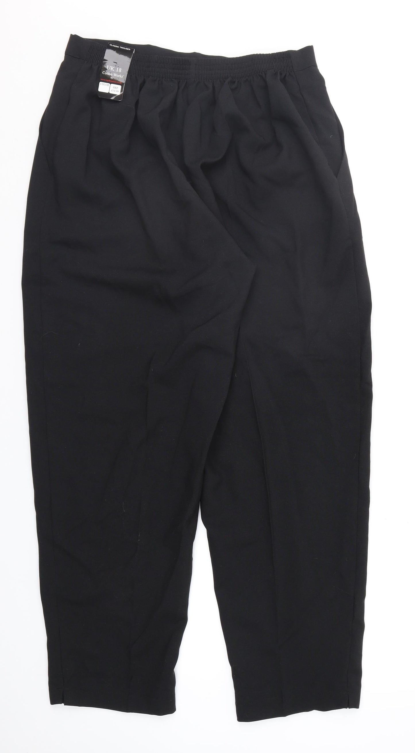 Cotton Works Womens Black   Trousers  Size 18 L27 in