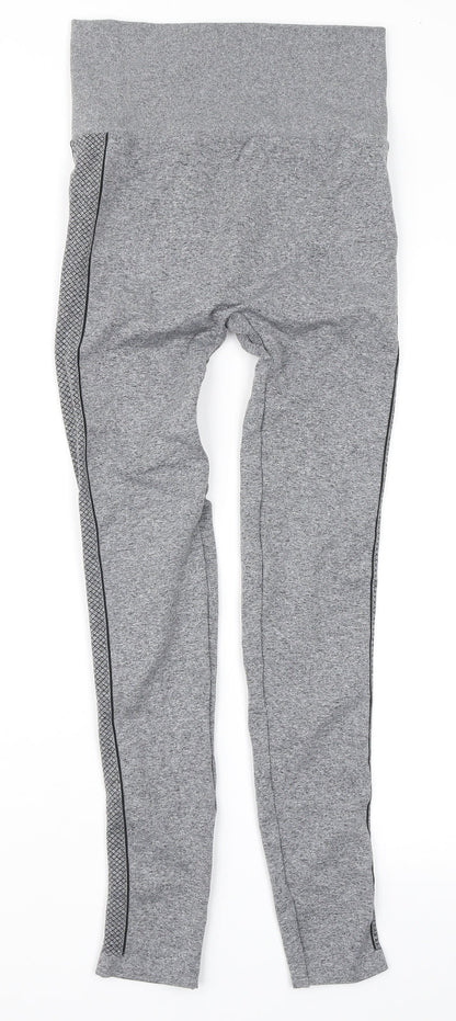 Pure Simple Womens Grey Geometric  Compression Leggings Size S L26 in