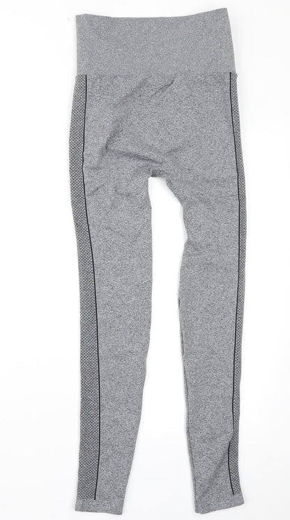 Pure Simple Womens Grey Geometric  Compression Leggings Size S L26 in