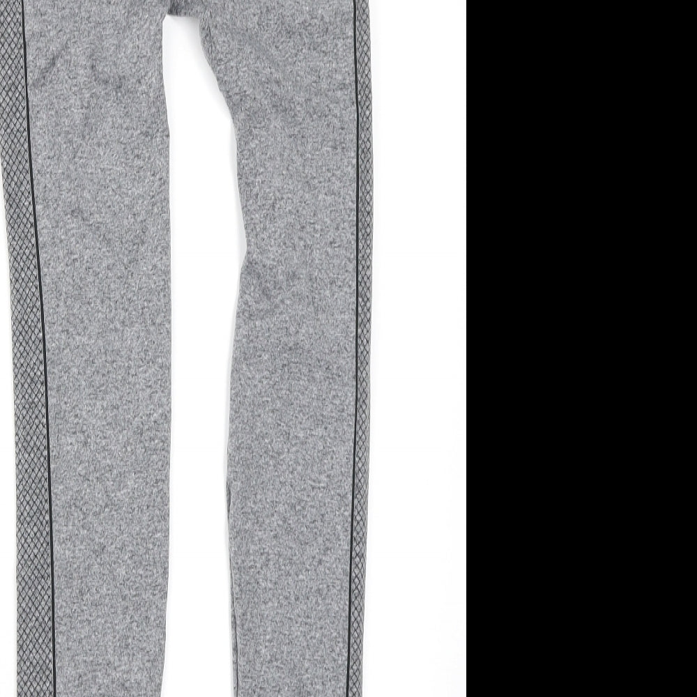 Pure Simple Womens Grey Geometric  Compression Leggings Size S L26 in