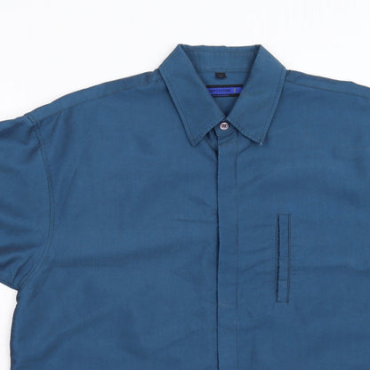 Mens UK Size M Copperstone Blue  Button-Up Short Sleeve Casual Shirt