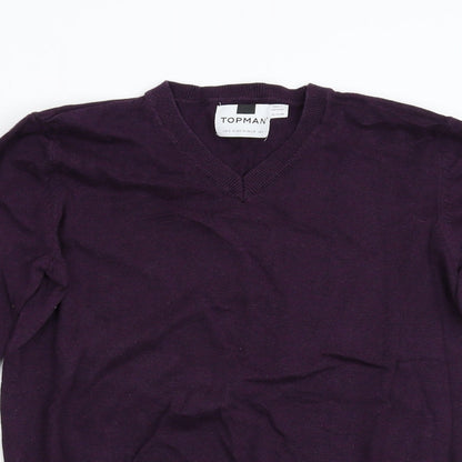 Topman Mens Purple  Knit Pullover Jumper Size S