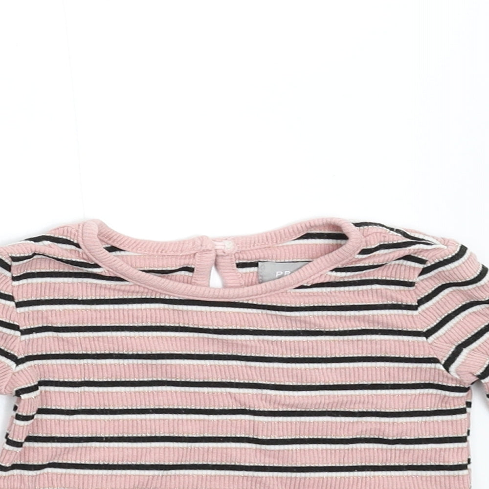 Priamrk Baby Pink Striped  Basic T-Shirt Size 3-6 Months