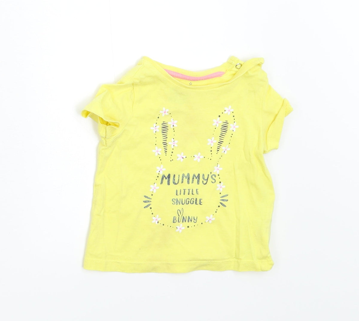 Additional front view of F&F Baby Yellow Basic T-Shirt, size 0-3, Months