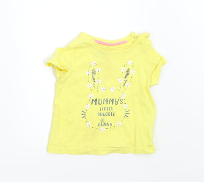 Additional front view of F&F Baby Yellow Basic T-Shirt, size 0-3, Months