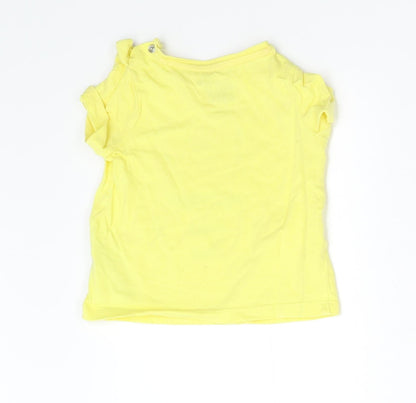 Back view of F&F Baby Yellow Basic T-Shirt, size 0-3, Months