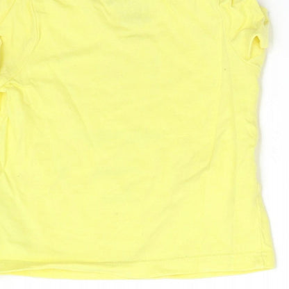 Brand and care label for F&F Baby Yellow Basic T-Shirt, size 0-3, Months