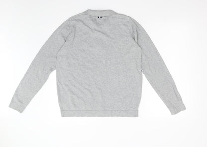 Peter Werth Mens Grey  Knit Henley Jumper Size M