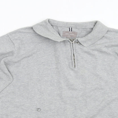 Peter Werth Mens Grey  Knit Henley Jumper Size M