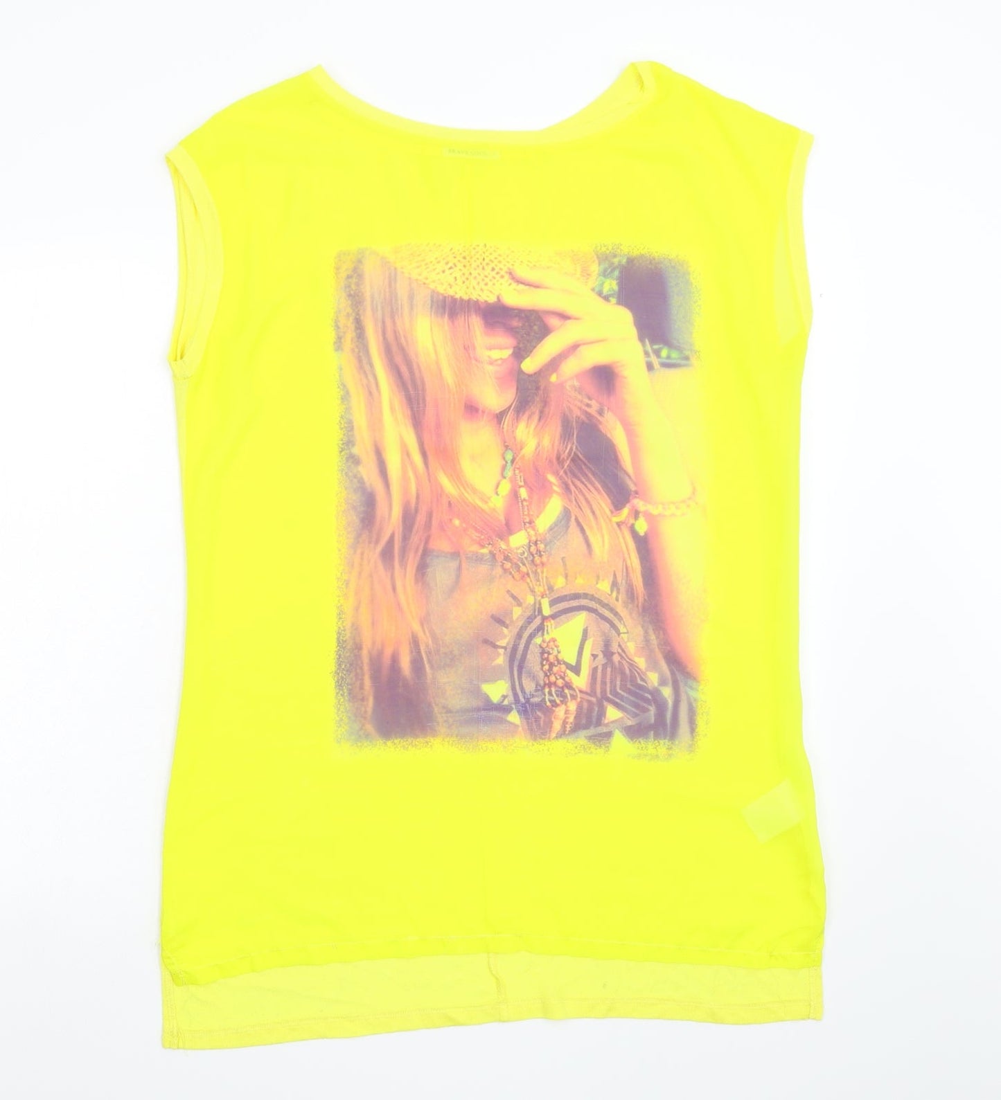 Womens UK Size L Brave Soul Yellow Basic T-Shirt