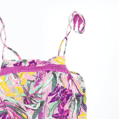 Keep Well Womens Pink Floral  Basic Tank Size 14