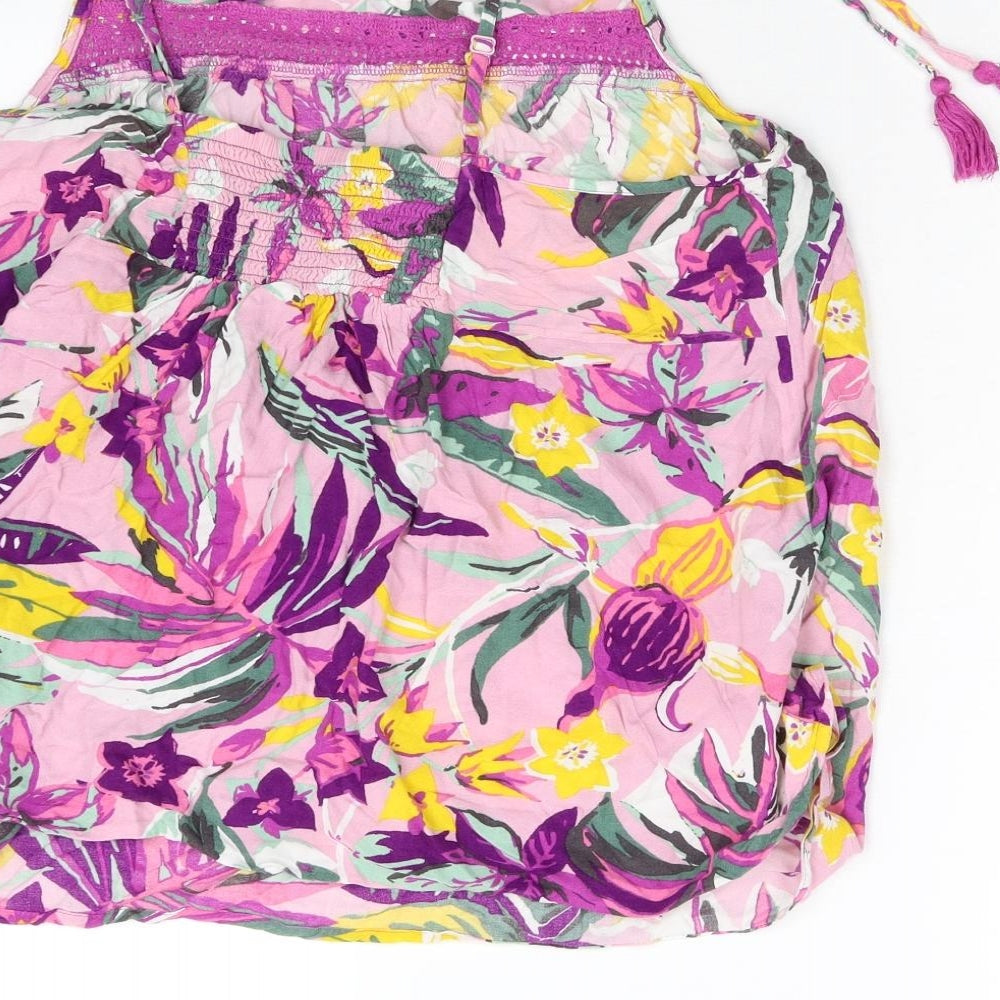Keep Well Womens Pink Floral  Basic Tank Size 14