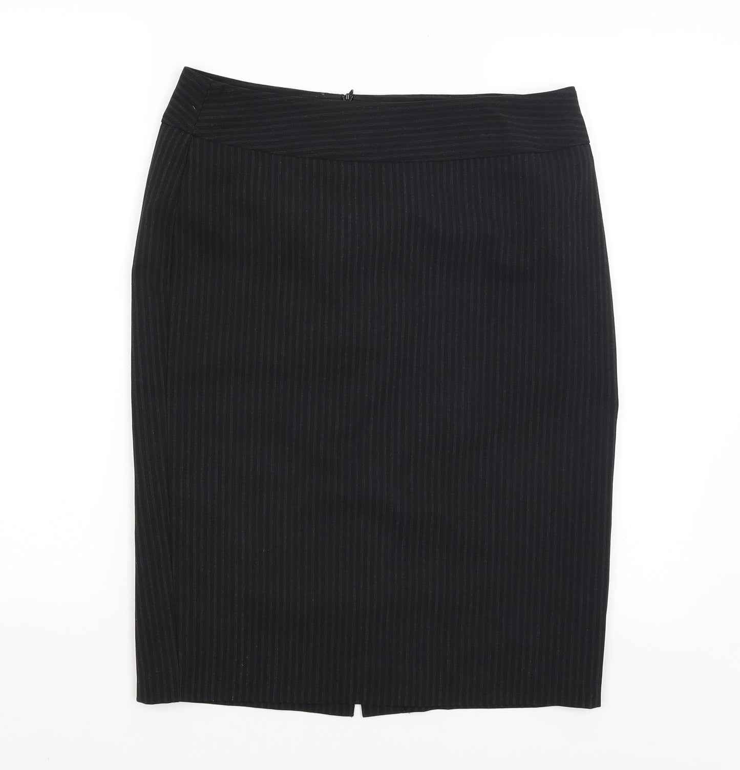 F&F Womens Black Striped  Straight & Pencil Skirt Size 10