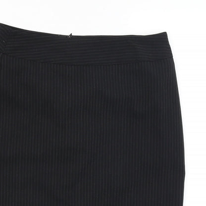 F&F Womens Black Striped  Straight & Pencil Skirt Size 10