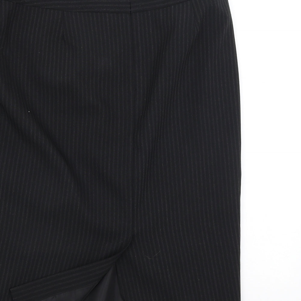 F&F Womens Black Striped  Straight & Pencil Skirt Size 10