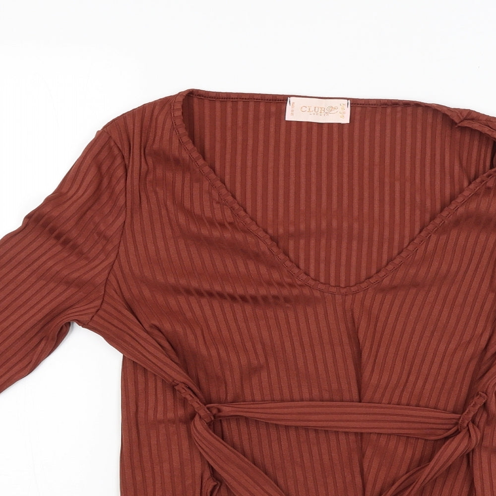 Womens UK Size 8 Club London Brown Basic Blouse