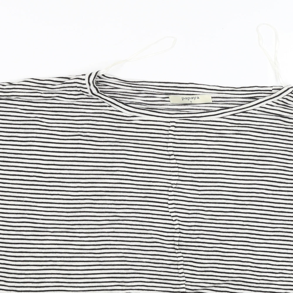 Papaya Womens Black Striped  Basic Blouse Size S